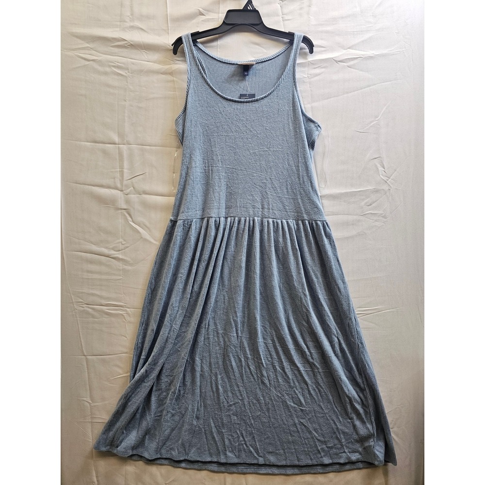 Universal‎ Thread Womens Ribbed Drop Waist Midi Dress Blue Cotton Size Large